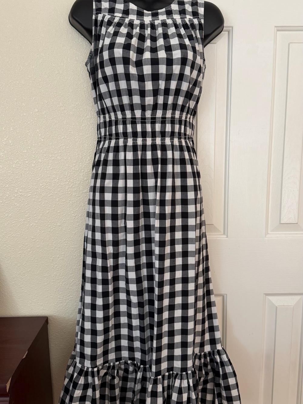a new day Black and White Gingham Sleeveless Midi Dress